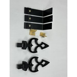 Vintage Gothic Victorian Style Curtain Rod End Black Wrought iron‎ Finials